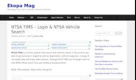 
							         NTSA TIMS - Login & NTSA Vehicle Search - Ekopa Mag								  
							    