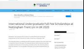 
							         NTU International Undergraduate Full-Fee Scholarships in UK 2019								  
							    