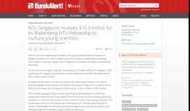 
							         NTU Singapore receives $16.4 million for its Wallenberg-NTU ...								  
							    