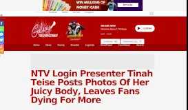 
							         NTV Login Presenter Tinah Teise Posts Photos Of Her Juicy ...								  
							    