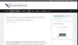 
							         NU Admission 2nd Merit Result 2019 | www.nu.ac.bd ...								  
							    