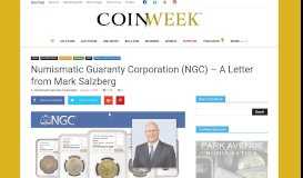 
							         Numismatic Guaranty Corporation (NGC) - A Letter from Mark Salzberg								  
							    
