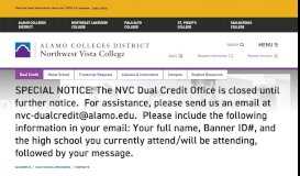 
							         NVC : Dual Credit Contacts | Alamo Colleges								  
							    
