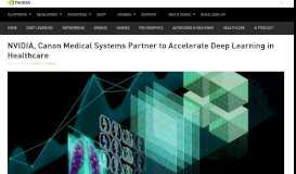 
							         NVIDIA, Canon Medical Systems Partner to Accelerate Deep Learning ...								  
							    