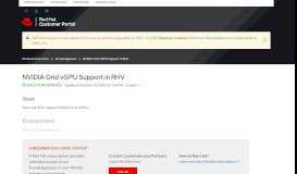 
							         NVIDIA Grid vGPU Support in RHV - Red Hat Customer Portal								  
							    