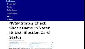 
							         NVSP Status Check 2019: Check Name in Voter ID List, Election Card								  
							    