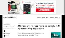 
							         NY regulator urges firms to comply with cybersecurity regulation ...								  
							    