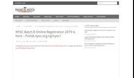 
							         NYSC Batch B Online Registration 2019 is here - Portal.nysc.org.ng ...								  
							    