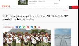 
							         NYSC begins registration for 2018 Batch 'B ... - Punch Newspapers								  
							    