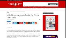 
							         NYSC Launches Job Portal for Fresh Graduates - THISDAYLIVE								  
							    