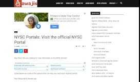 
							         NYSC Portal - Direct Links to All NYSC Official Portals - Awajis								  
							    