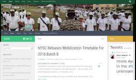 
							         NYSC Releases Mobilization Timetable For 2016 Batch B - Corpr!								  
							    