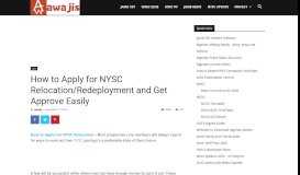 
							         NYSC Relocation / Redeployment - Acceptable Grounds - How to Apply								  
							    