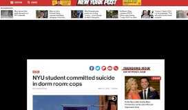 
							         NYU student committed suicide in dorm room: cops - New York Post								  
							    