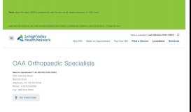 
							         OAA Orthopaedic Specialists | Lehigh Valley Health Network								  
							    
