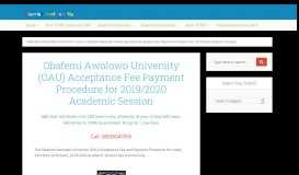 
							         OAU Acceptance Fee Payment Procedure for 2017/2018 Session								  
							    