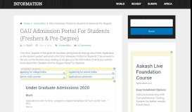 
							         OAU Admission Portal For Students {Freshers & Pre-Degree ...								  
							    