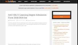 
							         OAU CDL E-Learning Degree Admission Form 2018/2019 Out								  
							    
