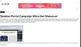 
							         Obsidian Portal Campaign Wikis Get Makeover | WIRED								  
							    