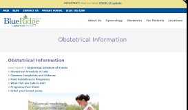 
							         Obstetrical Information - Blue Ridge OB/GYN Associates								  
							    