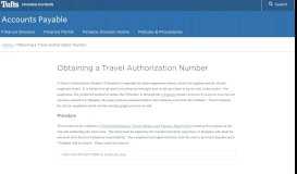 
							         Obtaining a Travel Authorization Number - Tufts Finance Division								  
							    