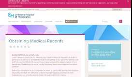 
							         Obtaining Medical Records | Children's Hospital of Philadelphia								  
							    