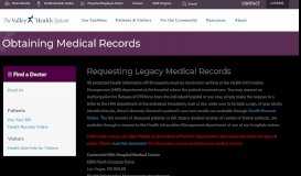 
							         Obtaining Medical Records | Valley Health System								  
							    