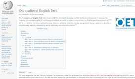 
							         Occupational English Test - Wikipedia								  
							    