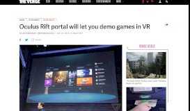 
							         Oculus Rift portal will let you demo games in VR - The Verge								  
							    