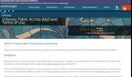 
							         Odyssey Public Access (MyCase) Terms of Use - courts.IN.gov								  
							    