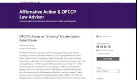 
							         OFCCP's Focus on “Steering” Discrimination Gains Steam | Affirmative ...								  
							    