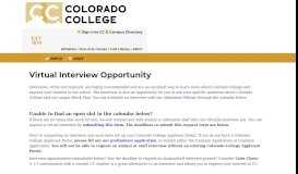 
							         Off-Campus Interviews - Colorado College								  
							    
