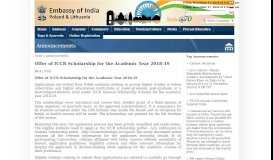 
							         Offer of ICCR Scholarship for the Academic Year 2018-19								  
							    