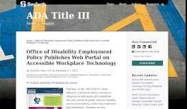 
							         Office of Disability Employment Policy Publishes Web Portal on ...								  
							    