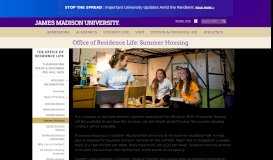 
							         Office of Residence Life: Summer Housing - James Madison University								  
							    