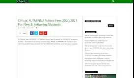 
							         Official FUTMINNA School Fees 2019/2020 For New & Returning ...								  
							    