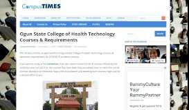 
							         Ogun State College of Health Technology Courses & Requirements								  
							    