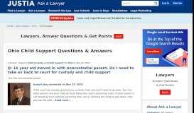 
							         Ohio Child Support Questions & Answers :: Justia Ask a Lawyer								  
							    