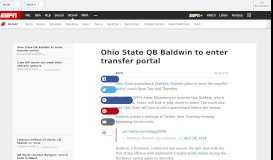 
							         Ohio State QB Baldwin to enter transfer portal - ESPN.com								  
							    