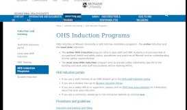 
							         OHS Induction Programs - Occupational Health ... - Monash University								  
							    