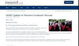 
							         OINP Update to Masters Graduate Stream - Jennifer Roggemann Law ...								  
							    