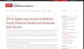 
							         OIT to deploy new version of MyPack Portal, Financial System and ...								  
							    