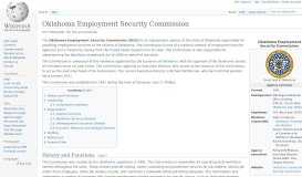 
							         Oklahoma Employment Security Commission - Wikipedia								  
							    