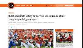 
							         Oklahoma State safety Za'Carrius Green NCAA enters transfer portal ...								  
							    