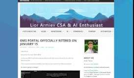 
							         OMS Portal officially retired on January 15 - Lior Armiev - Cloud ...								  
							    