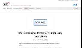 
							         One Call launches telematics solution using SoteriaDrive — SSP Limited								  
							    