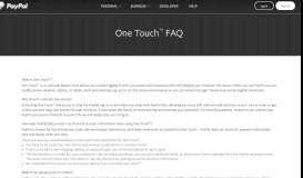
							         One Touch™ FAQ - PayPal								  
							    