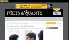 
							         One-Year vs. Two-Year MBA Programs - Poets&Quants								  
							    