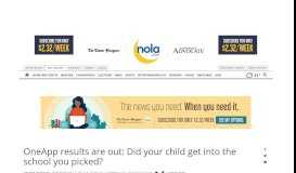 
							         OneApp results are out: Did your child get into the school ... - NOLA.com								  
							    