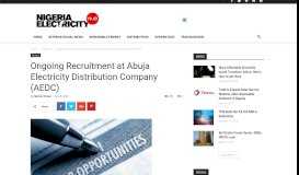 
							         Ongoing Recruitment at Abuja Electricity Distribution Company (AEDC ...								  
							    